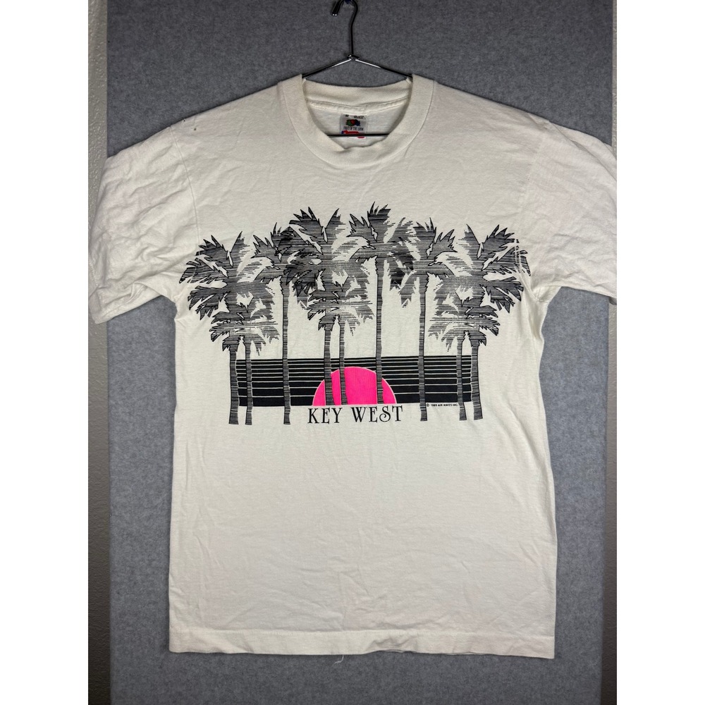 Vintage 1989 Key West Florida T Shirt Fruit of the Loom Single Stitch White M